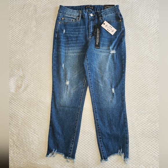 NANETTE LEPORE WOMENS WASHED BLUE DISTRESSED JEANS SIZE 8 NEW WITH TAGS - Picture 3 of 15